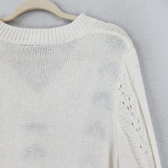 Lane Bryant Sweater Womens 20  White Black Tunic Open Knit Pullover Lightweight - Picture 10 of 10